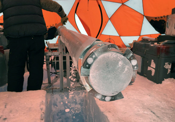 Badger-Eclipse drill with an ice core inside of it