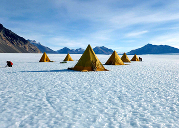 Tents on Taylor Glacier, Antarctica