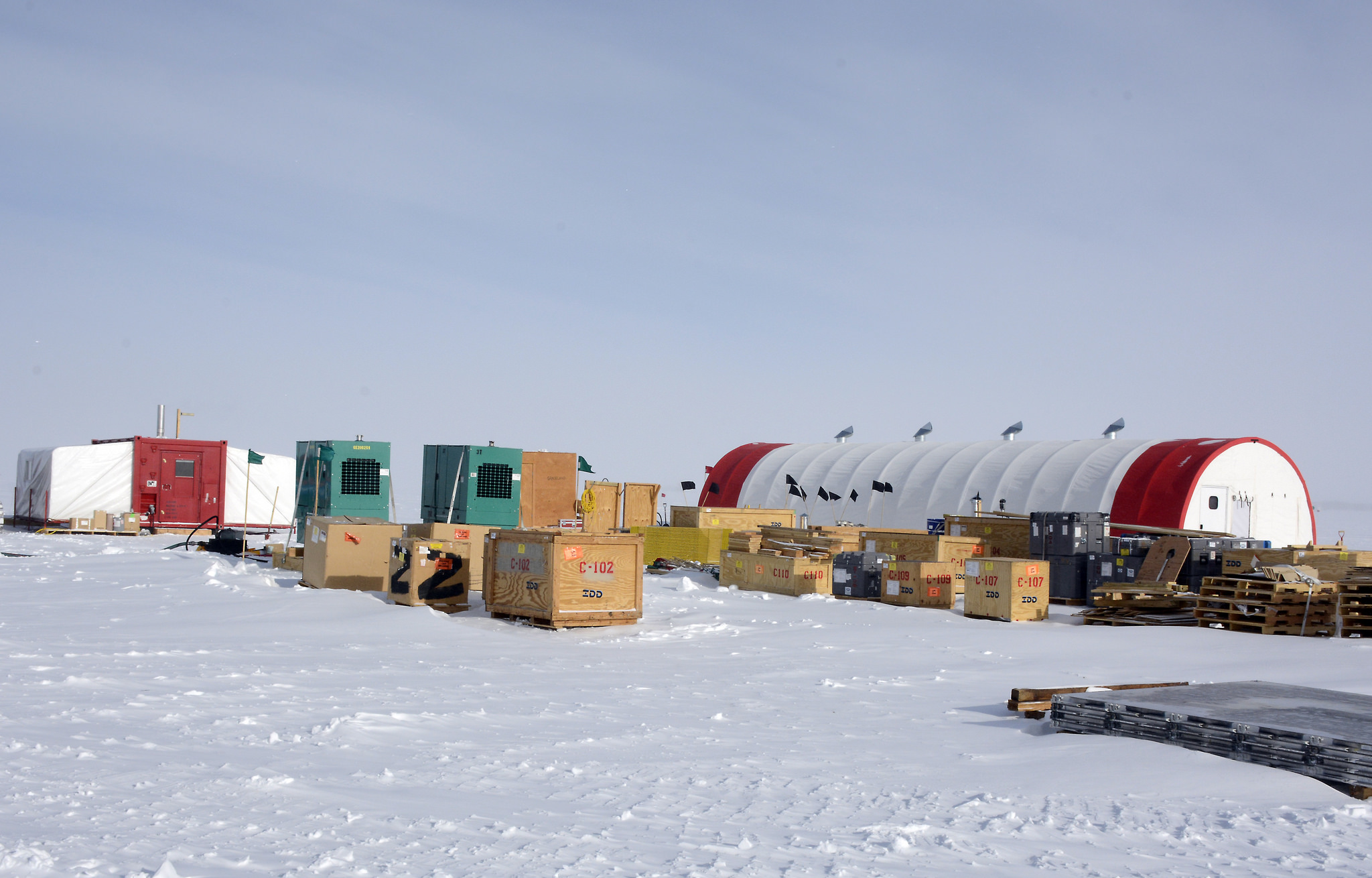 The SPICE Core field camp is located only a couple of kilometers from the South Pole Station