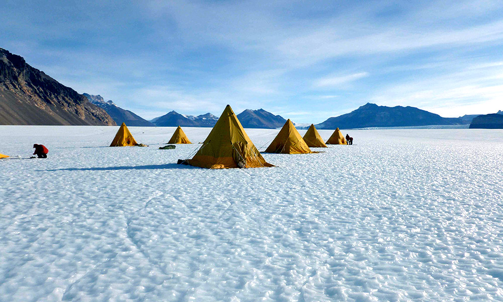 Tents on Taylor Glacier, Antarctica