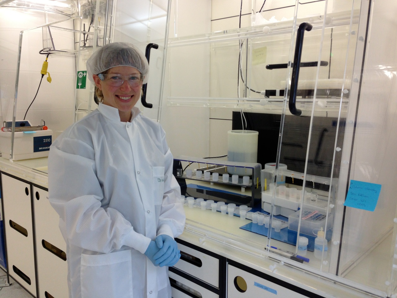 The New Zealand and Antarctic dust samples are dissolved and purified for isotope analysis at Columbia University's Lamont-Doherty Earth Observatory