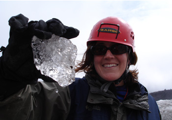 Instructor Sarah (Girls on Ice 2006) examines a single ice crystal