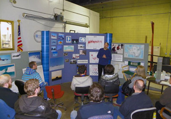 Richard Nunn, NICL Assistant Curator, talks about the NICL and ice cores to the Geology Club of Metropolitan State College during a February 4, 2011 tour of the facility