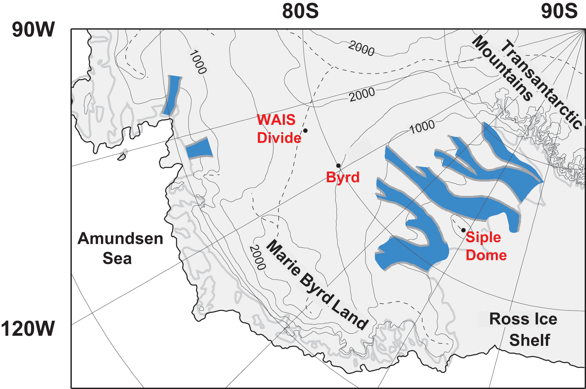 Map showing location of WAIS Divide ice core